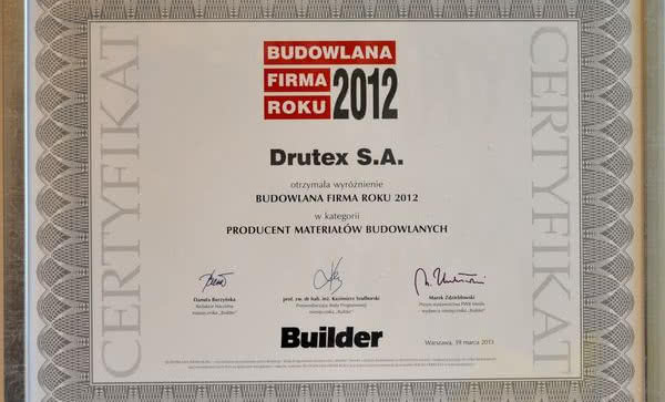 DRUTEX "Budowlaną Firmą Roku" 2012