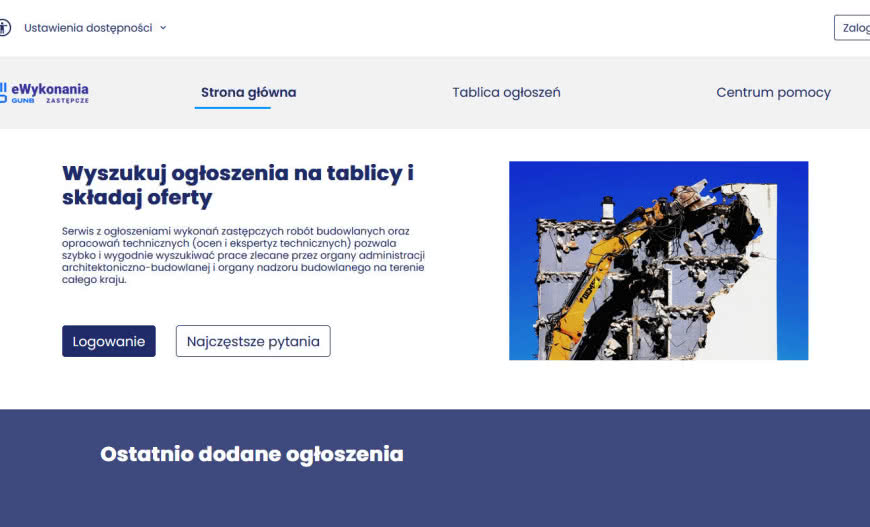 Zlecenia budowlane dla firm - zarejestruj się na eWykonania Zastępcze